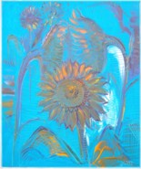4 - Drei Sonnenblumen auf Blau, 60 x 50